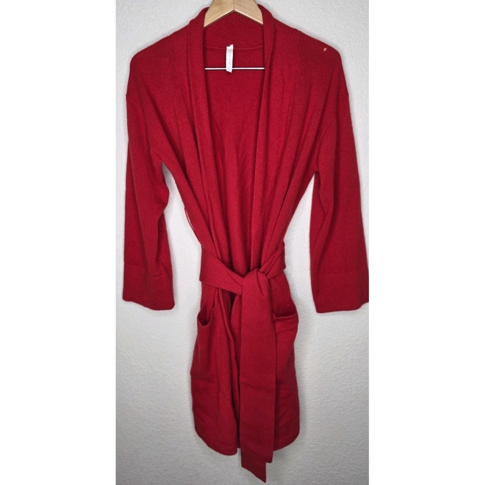 Van Winkle & CO. WOMEN S Cashmere Red SHAWL Wrap Tie Waist ROBE Pockets
